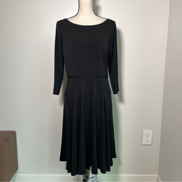 Ann Taylor Black Fit and Flare 3/4 Sleeves Size 10 - Picture 2 of 13